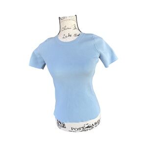 Helmut Lang Women’s Baby Blue Rib Knit Tee Size L